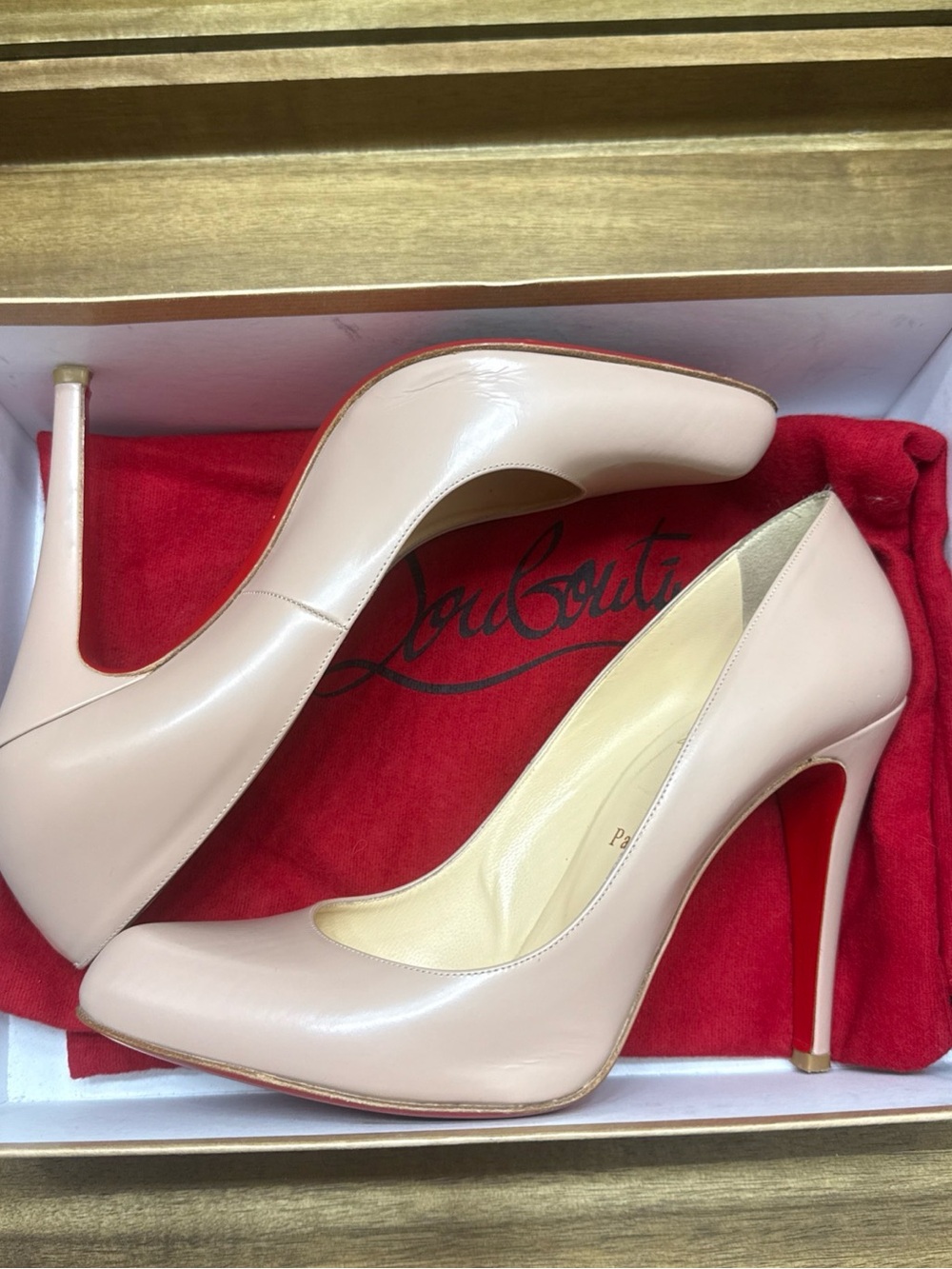 Christian Louboutin Blush Patent Pigalle Pumps with Red Soles